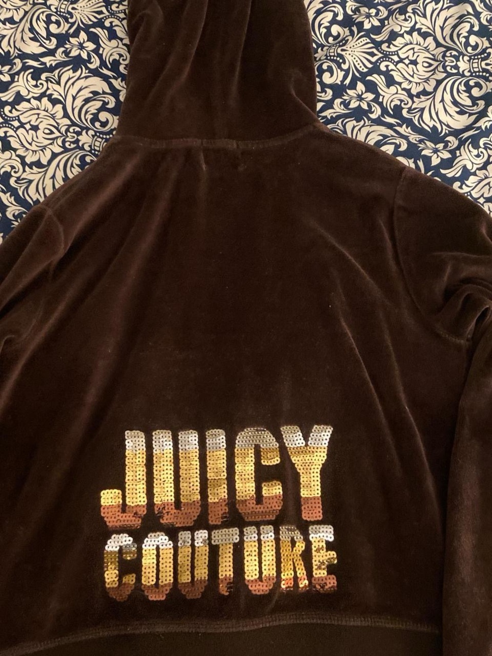 Juicy Couture Brown Velour Hoodie Jacket with Sequin Logo